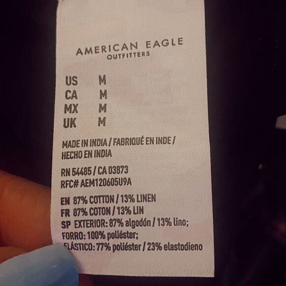 NWT American Eagle plaid paperbag tie waist linen cotton shorts - Picture 11 of 12